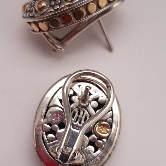 *SOLD* John Hardy Sterling Silver / 18K Yellow Gold Jaisalmer Dot Earrings - Picture 4 of 8